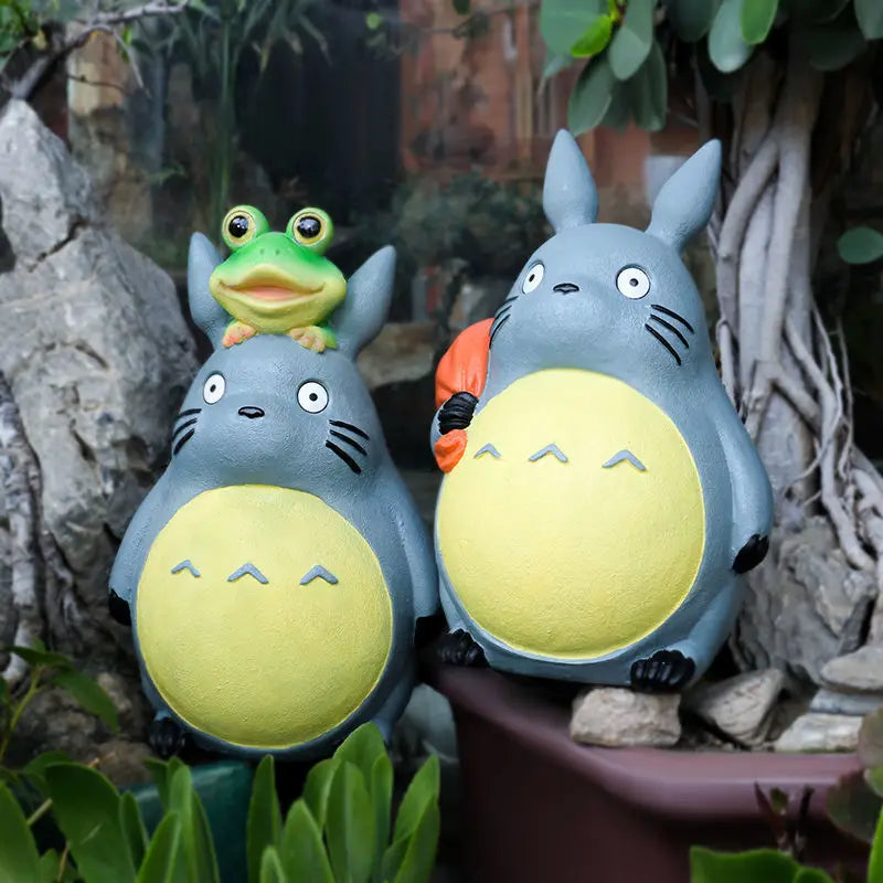 Large Garden Statue Cartoon Anime Totoroed Sculpture Creative Kawaii Miyazakis Hayaos Totoros Resin Figurines Garden Home Decor