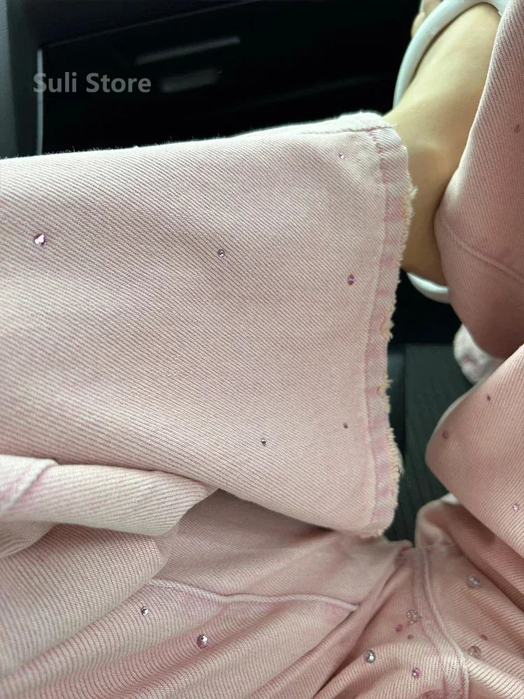 2024 New Spring Summer All-match Casual Harem Pants High Waist Stretch Slim Denim Pants Hot Drilling Casual Ankle-length Jeans - Lootquake