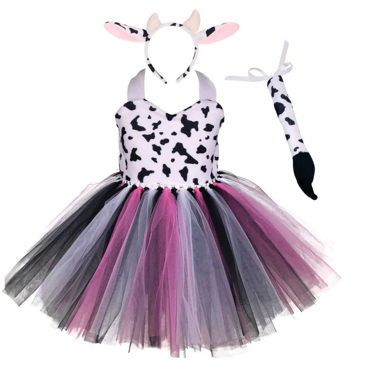 Halloween Animal Cosplay Costume for Children Forest Theme Cows Tiger Giraffe Leopard Zebra Tutu Dresses Performance Dance Sets