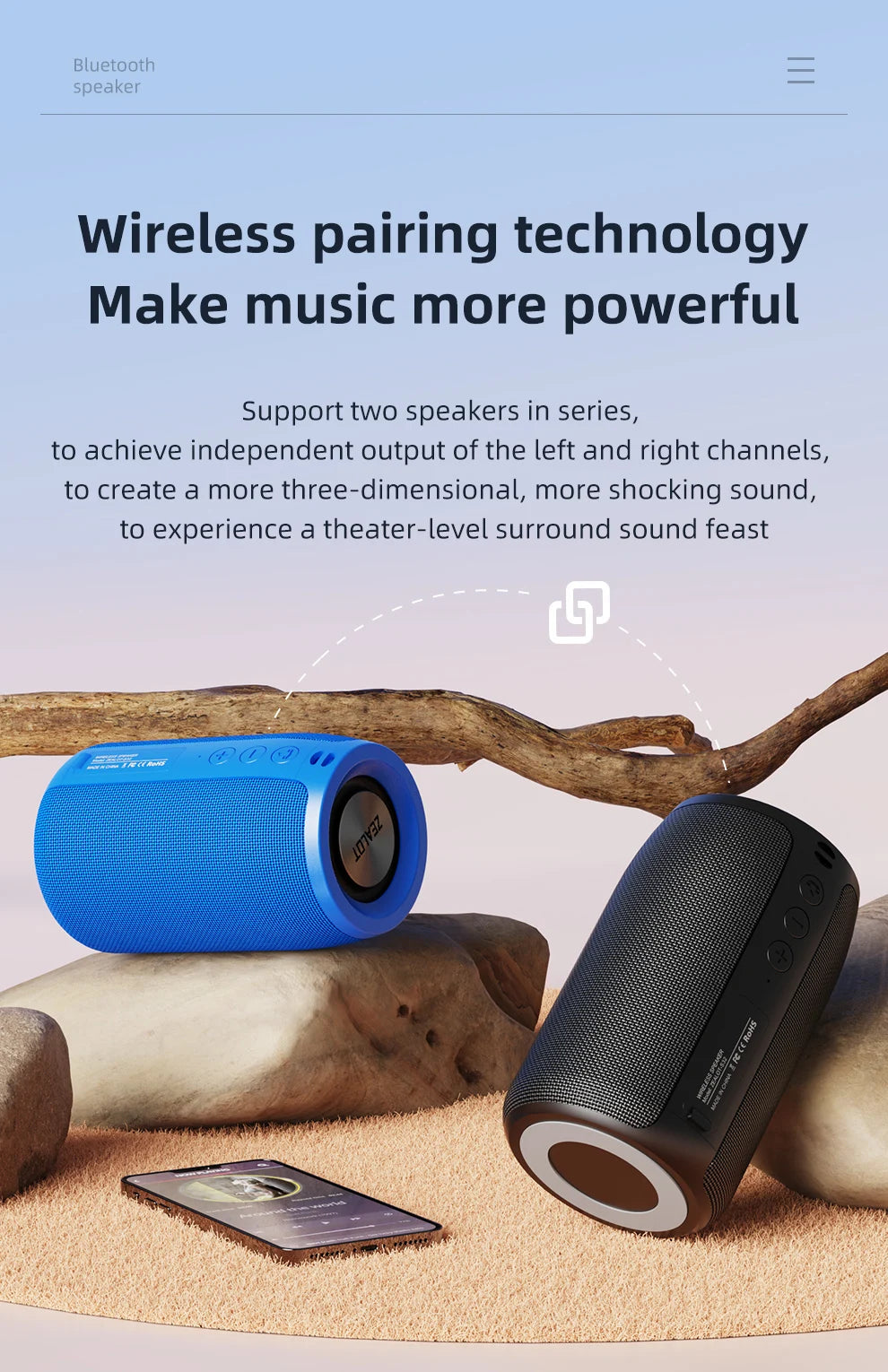 Altavoz Bluetooth con subwoofer, minialtavoz inalámbrico portátil, pequeño, resistente al agua, auxiliar, para PC, ordenador, potente caja de sonido para música