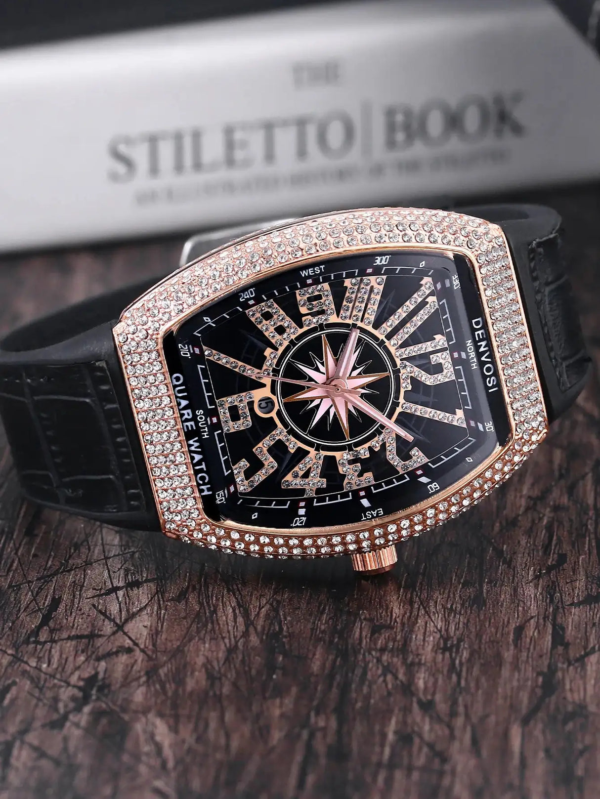 Luxury Diamond wristwatch for women Fasion and elegant quartz watch with silicone watchstrap Waterproof luminous Tonneau watch - Lootquake