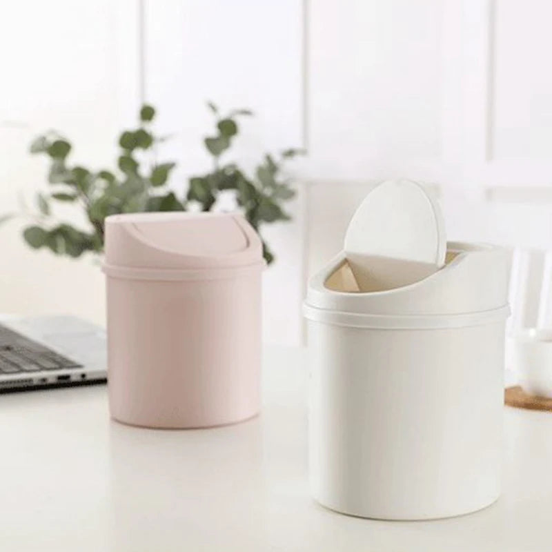 Universal Waste Bin With Lid Desktop Office Organizer Storage Home Garbage Basket Container Table Trash Bin Small Trash Can