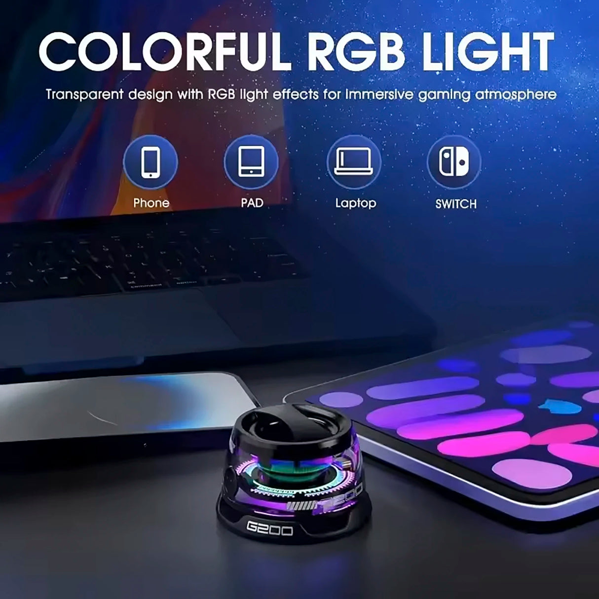 Minialtavoz Bluetooth portátil G200 con iluminación RGB, altavoz magnético BT5.3, minicaja de sonido, 7 horas de reproducción, soporte para teléfono, novedad de 2025