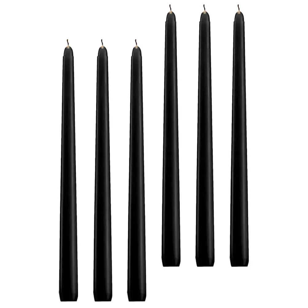 6pcs Tall Taper Paraffin Wax Candles Black Unscented Candles Bulk Pack Decorations For Wedding Home Party Events