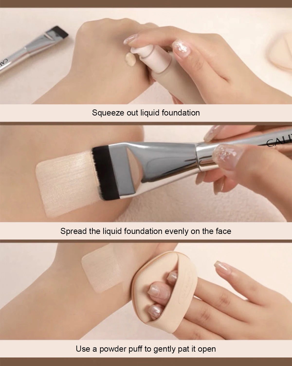 1/3 PCS Flat-head Foundation Brush Ultra-thin Brush Head Traceless Foundation Makeup Brush Cosmetic Tools