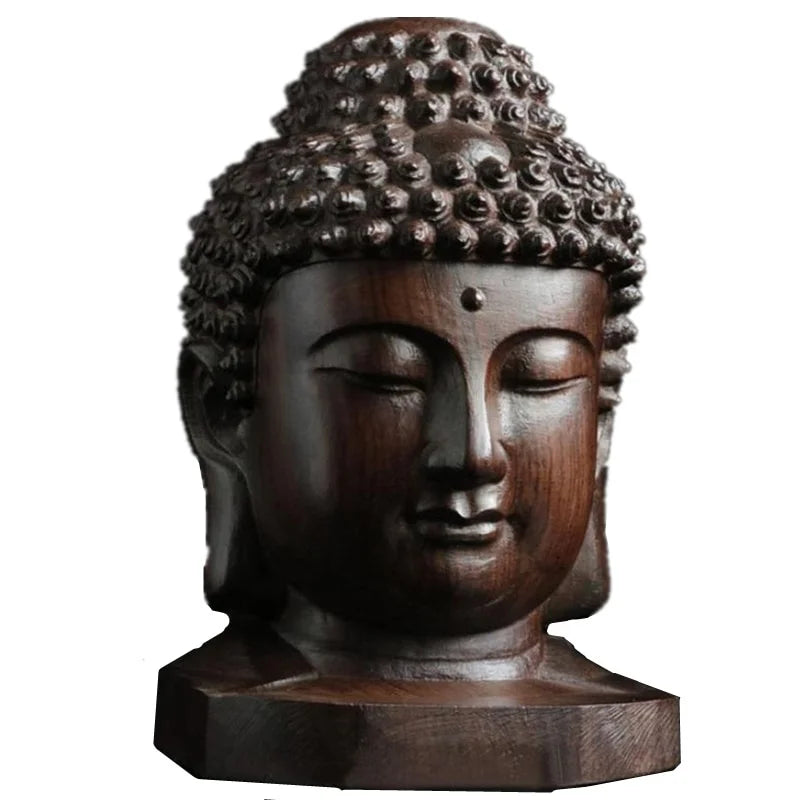 Estatua de madera de Sakyamuni de 2,36 pulgadas, 6 cm, Buda de madera, figuras creativas de Tathagata, cabeza de caoba de la India, artesanías, decoración de coche
