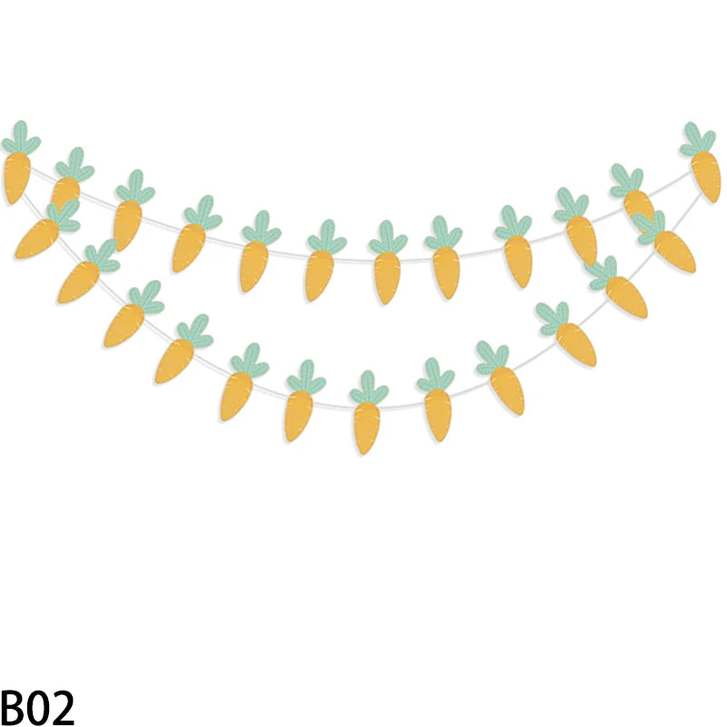 3M Happy Easter Banner Rabbit Carrot Egg Cartoon Bunny Garland Wall Hanging Bunting Flag Easter Party Decoration For Home - Lootquake