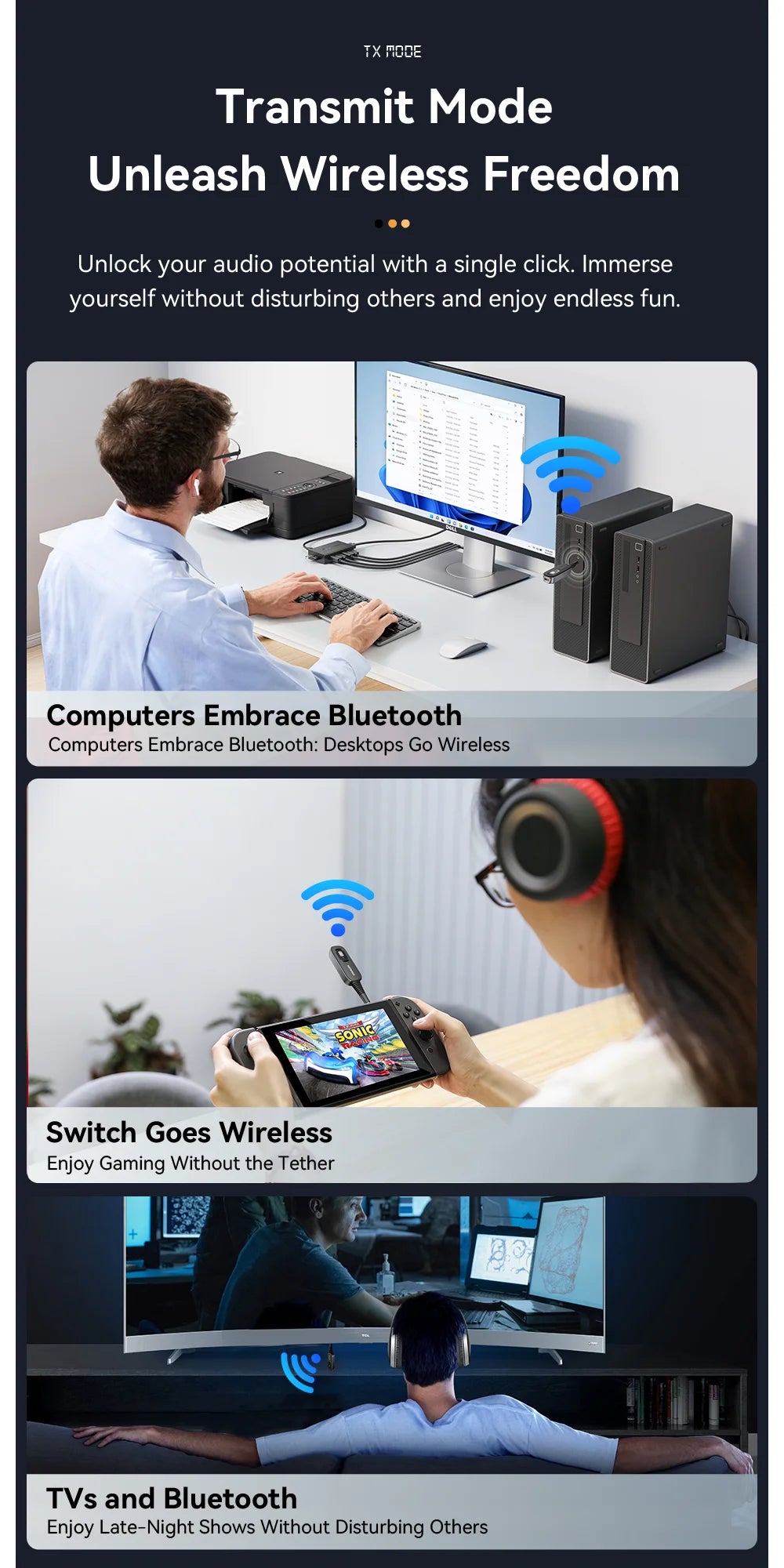 Receptor y transmisor de audio Essager Bluetooth 5.1 de 3,5 mm con entrada auxiliar de 3,5 mm y micrófono, adaptador inalámbrico para música estéreo, PC, TV y altavoces de coche.