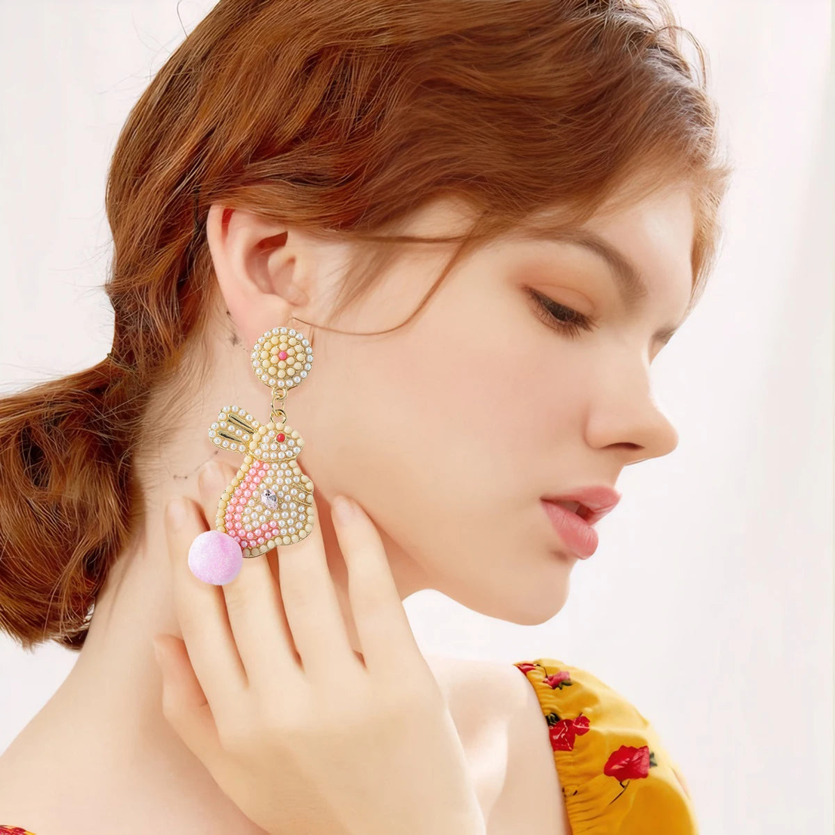 Best Lady Easter Earrings Alloy Pearls Rabbit Egg Shells Chicken Letters Tassels Various Options For You To Match - Lootquake