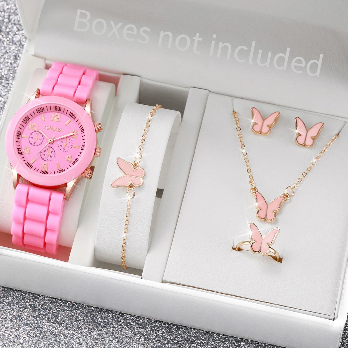 5/6PCS Women Watches Fashion Silicone Band Women Quartz Watches Jewelry Set Reloj Mujer Girls Clock Gift (Without Box) - Lootquake