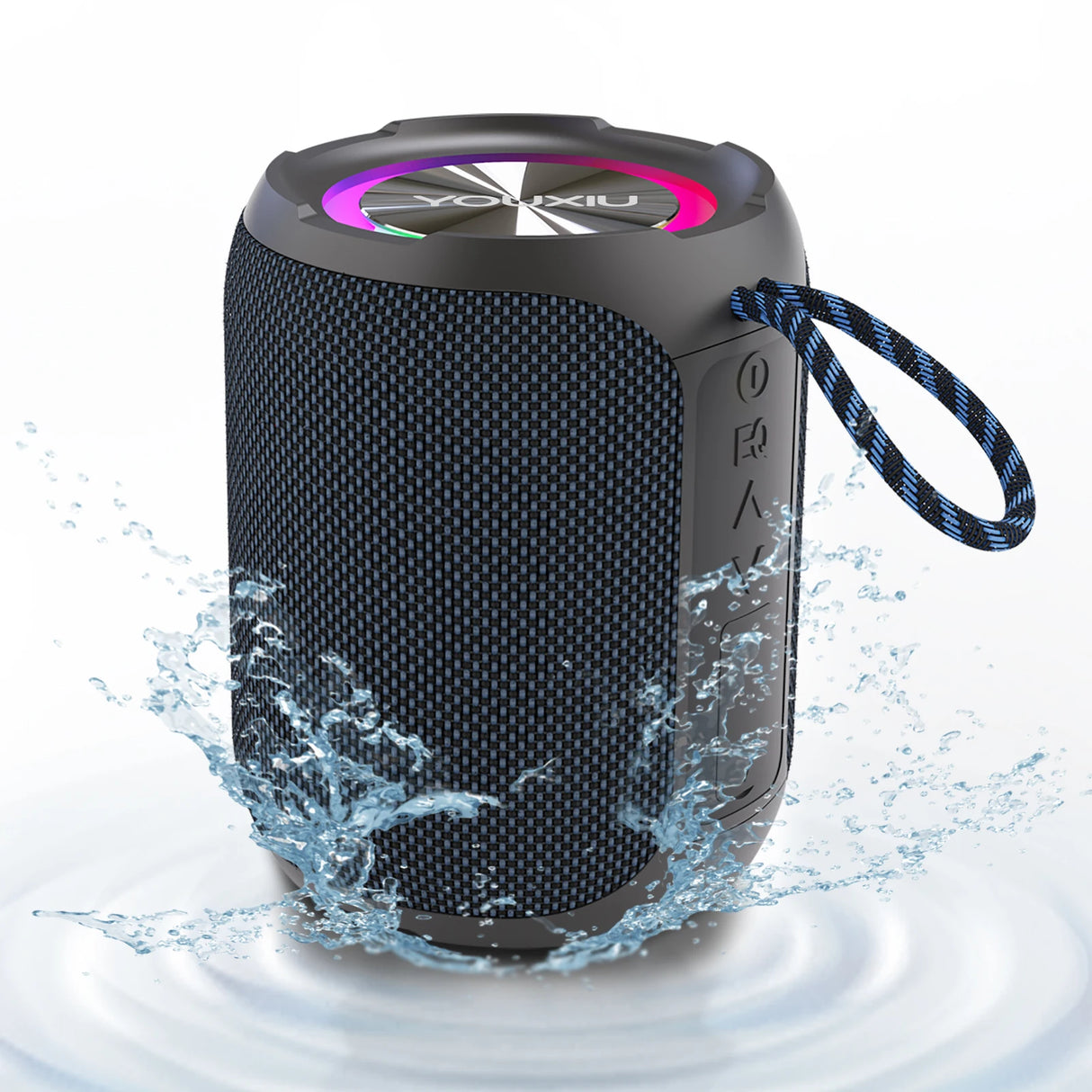 Altavoz Bluetooth portátil BT5.0 IPX7, impermeable, estéreo, música envolvente, inalámbrico, con luz LED, subwoofer, para exteriores.
