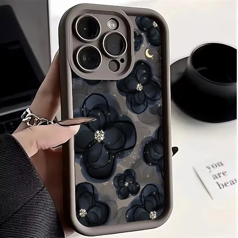 Funda para teléfono con flor de diamante