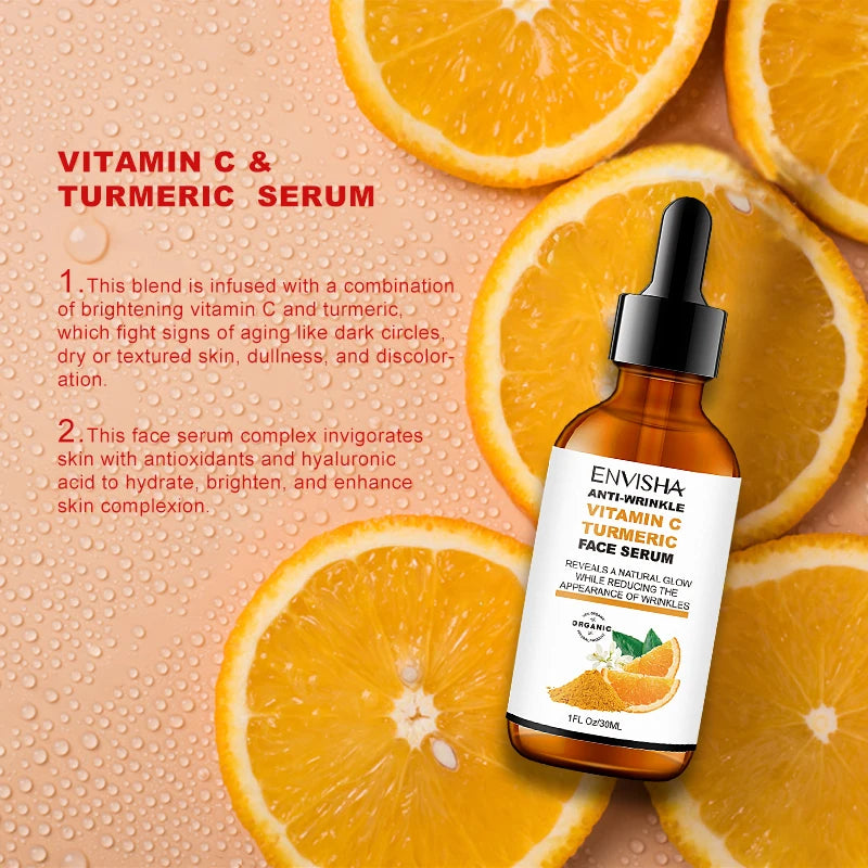 Suero de cúrcuma y vitamina C, blanqueador facial, antiedad, antiarrugas, hidratante, cosmético coreano, cuidado de la piel, reduce los poros.