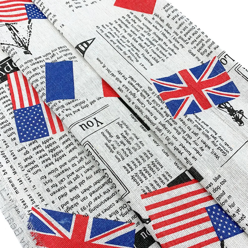 Tela estampada de periódico, tela acolchada de algodón y lino para costura DIY, mantel, cojín, mantel individual, bolsa de almacenamiento, materiales para manualidades