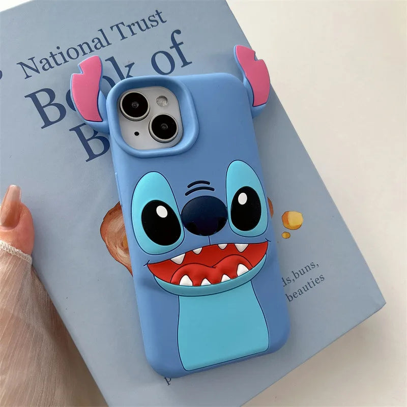 Funda de silicona suave con diseño de puntada en 3D kawaii para iPhone