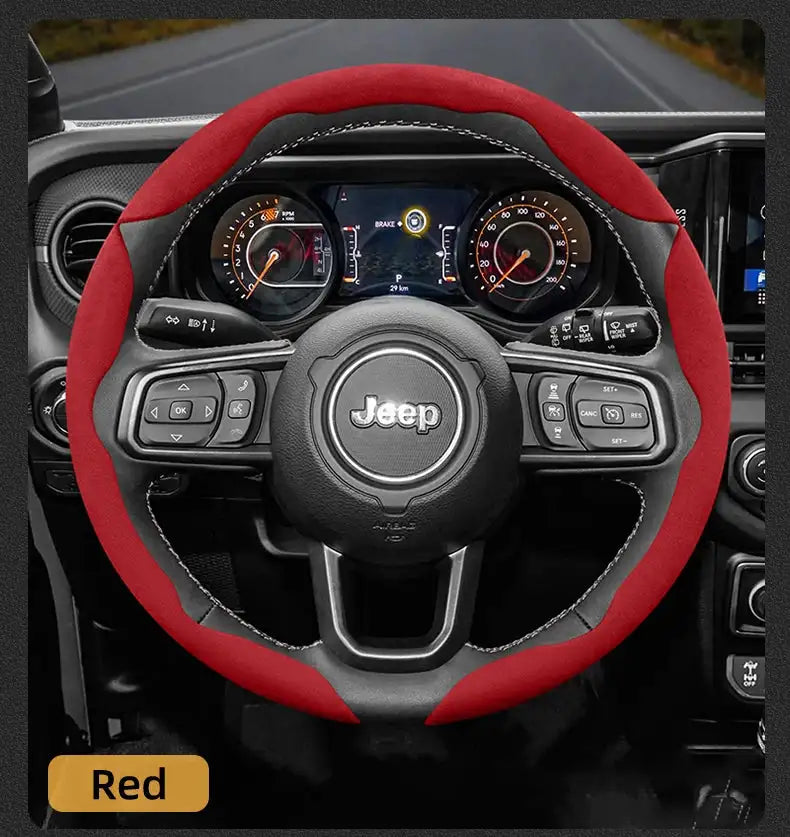 For Jeep Suede Snap-on Steering Wheel Cover Fit Renegade Compass Wrangler Jk Jl Grand Cherokee Wk2 Accessories Wj Portachiavi - Lootquake