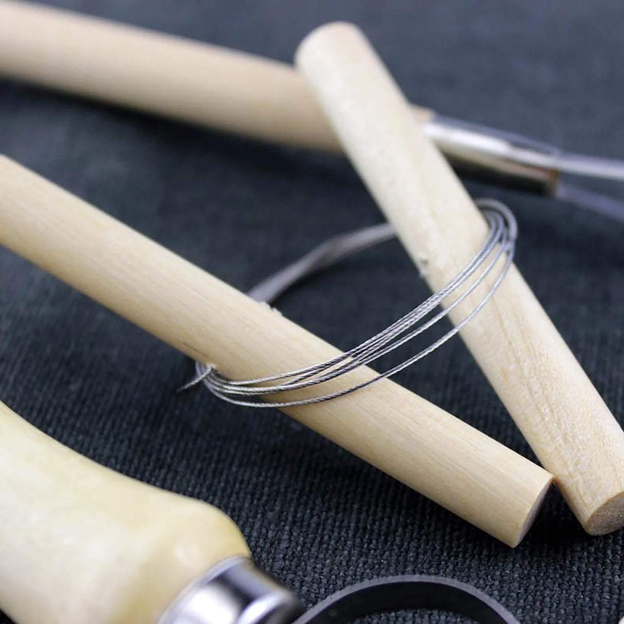 Cortador de esculturas de arcilla cerámica, mango de madera para fibra de acero, operación simple y conveniente, fibra de madera para modelar