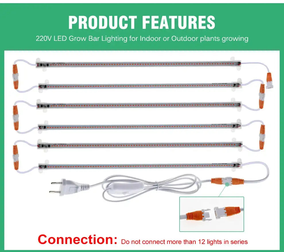 Grow Light 220V Full Spectrum LED Bar Light for Plants 50cm Phyto Lamp for Plant Veg Flowers Greenhouse Tent 4000K 380-780nm - Lootquake