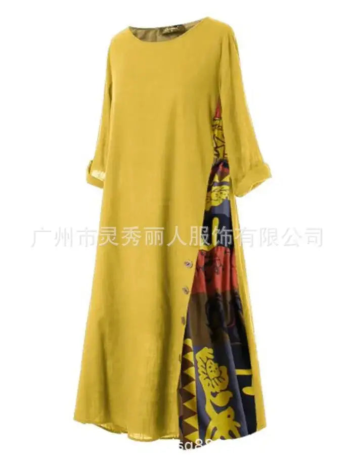 Women's Fashion Casual Loose Big Swing Half Sleeve Long Dress Floral Holiday Maxi Dress Plus Size Vestidos Longos Robe - Lootquake