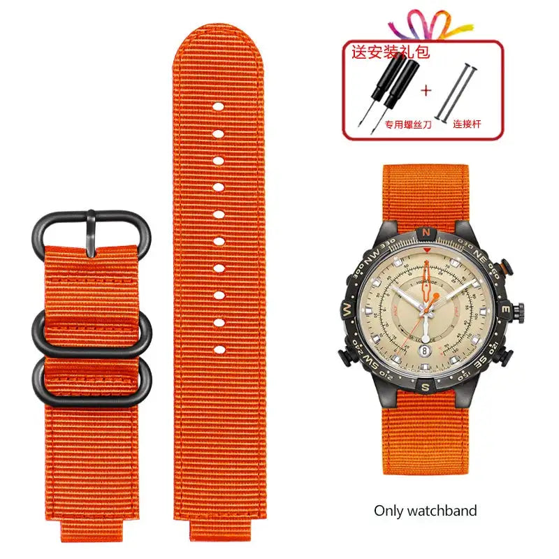 For TIMEX Tide Canvas Convex Strap Male Compass Bracelet T2N721 T2N720 TW2T76500 TW2T76300 Nylon Watchband 24*16MM Wristband - Lootquake
