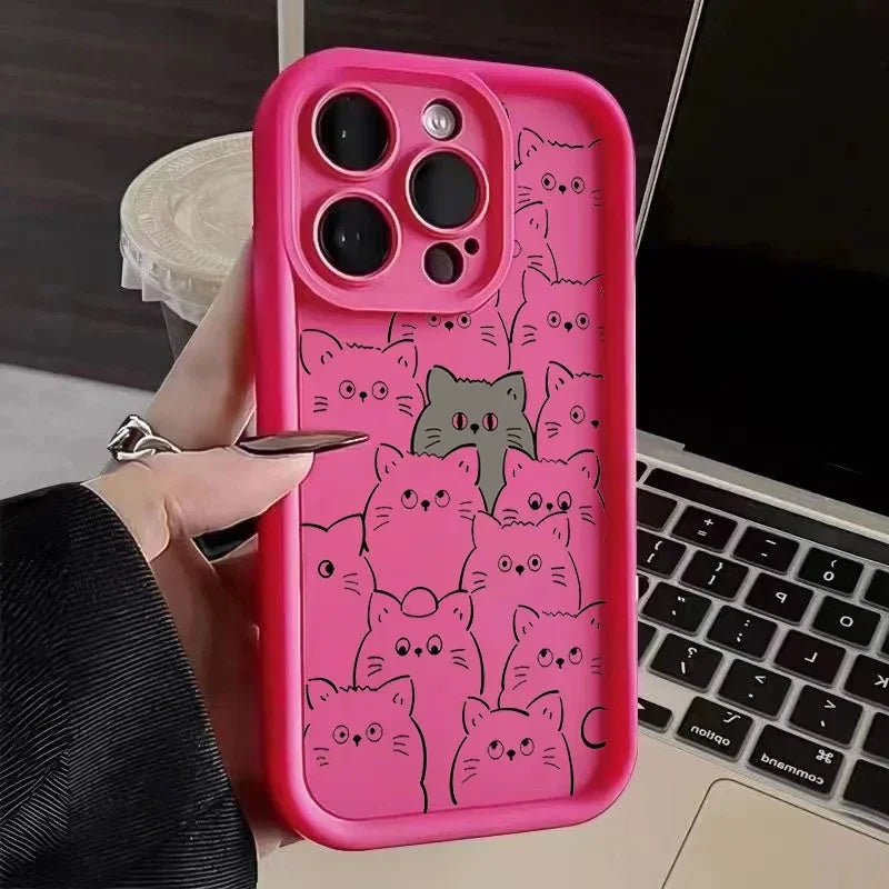Funda de teléfono original y divertida con diseño de gato y mujer