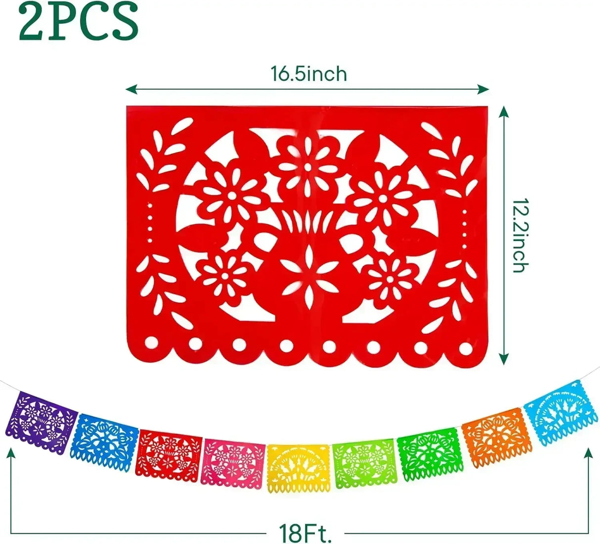 4 PCS Mexican Party Banners, Plastic Papel Picado Mexico Decor, Easter Decor, , Day of The Dead Decoration, 18 Feet Total - Lootquake