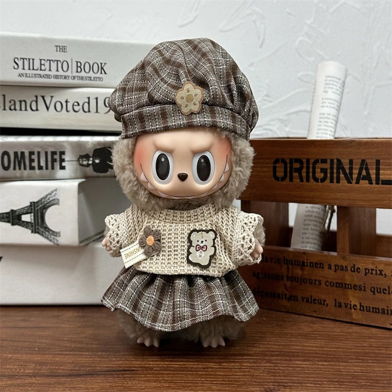Vêtements de poupée LABUBU 17 cm, accessoires pour Labubu V1 V2, salopette rayée, chapeaux, lunettes, chaussures, vêtements cool et élégants, cadeau