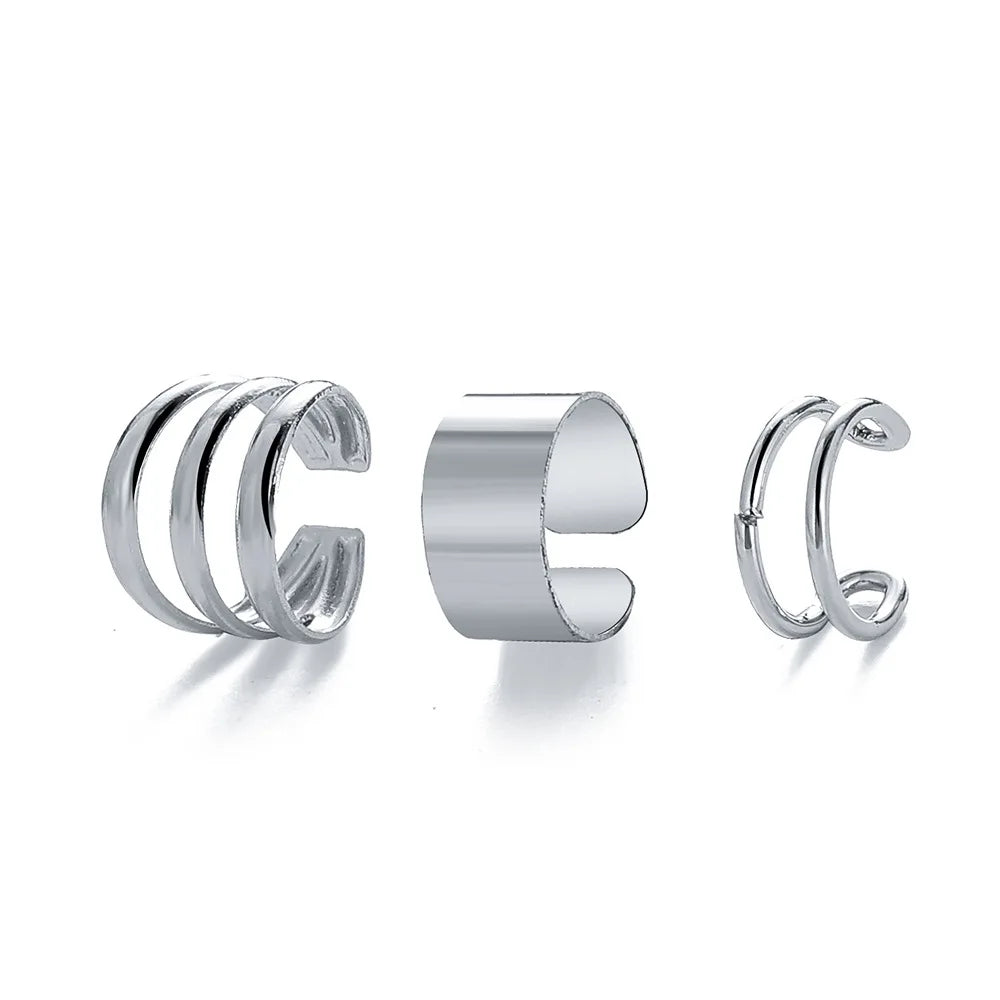 LATS Gold Color Leaves Ear Cuffs, Black Non-Piercing Ear Clip Earrings for Women & Men - Lootquake