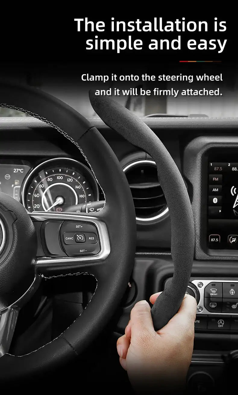 For Jeep Suede Snap-on Steering Wheel Cover Fit Renegade Compass Wrangler Jk Jl Grand Cherokee Wk2 Accessories Wj Portachiavi - Lootquake