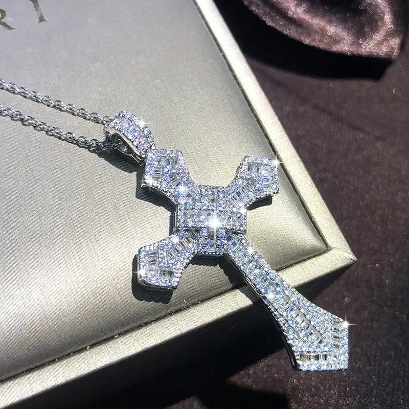 Exquisite Shining Crystal Cross Necklace Pendant Lucky Charming Fashion Jewelry Gift Unisex - Lootquake