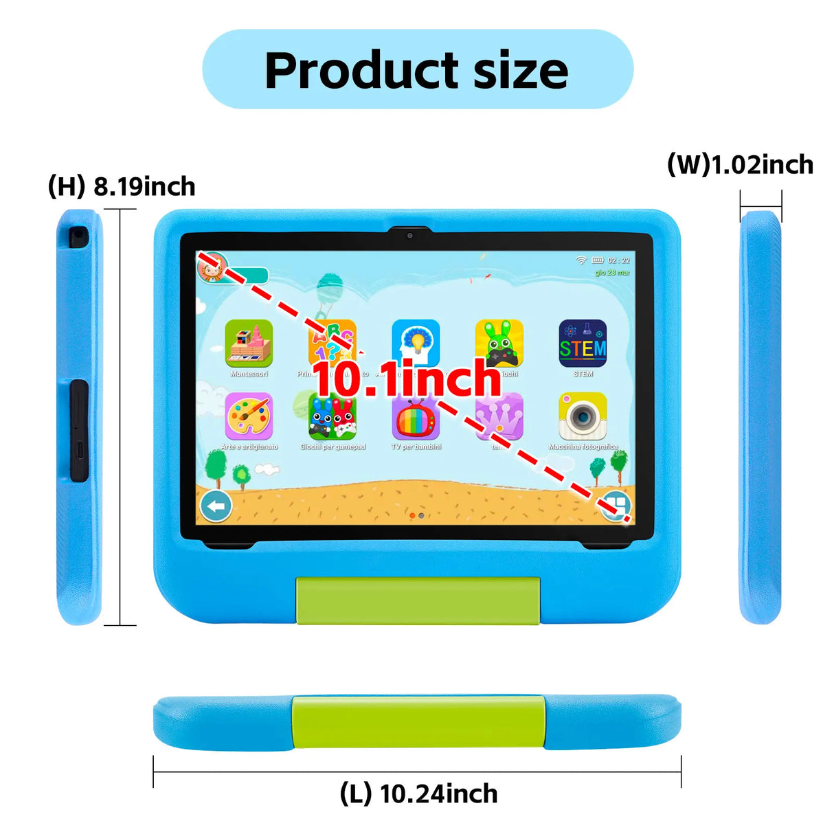 Tablette PC ANRY 10,1 pouces Android 15, 8 Go (4 + 4 extensibles), RAM 64 Go, écran HD, double caméra IPS, 5G, Wi-Fi, 6 tablettes, cadeau pour enfants