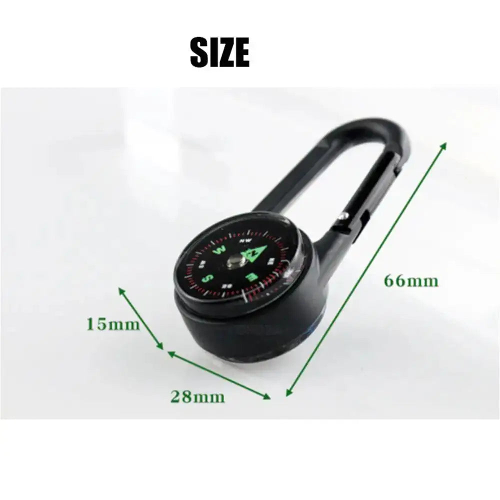 Mini Compass Thermometer Carabiner Compass Thermometer Carabiner 3 in 1 Outdoor Hiking Key Buckle Double Sided Metal Compasses - Lootquake