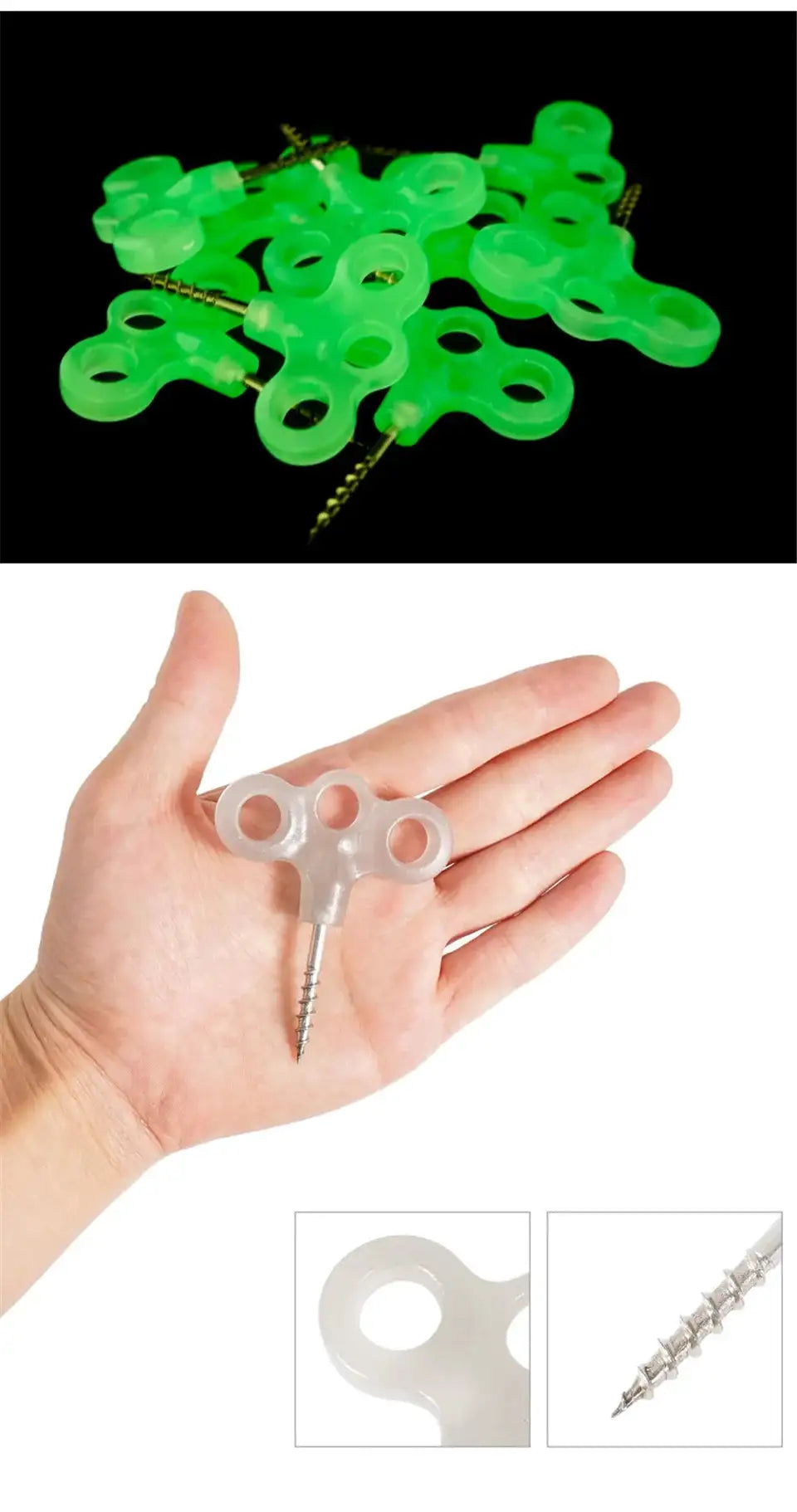 10/15pcs Camping Glow Deck Nails Outdoor Travel Hiking Tent Accessories 3 Holes Screw Spikes Luminous Metal Canopy Pegs Stakes - Lootquake
