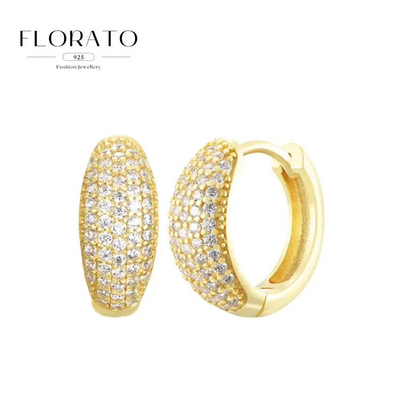 925 Sterling Silver Needle Micro-set Half Circle Zircon Hoop Ear Buckle Geometric Luxury Earrings Fashion Jewelry Gift Wholesale - Lootquake