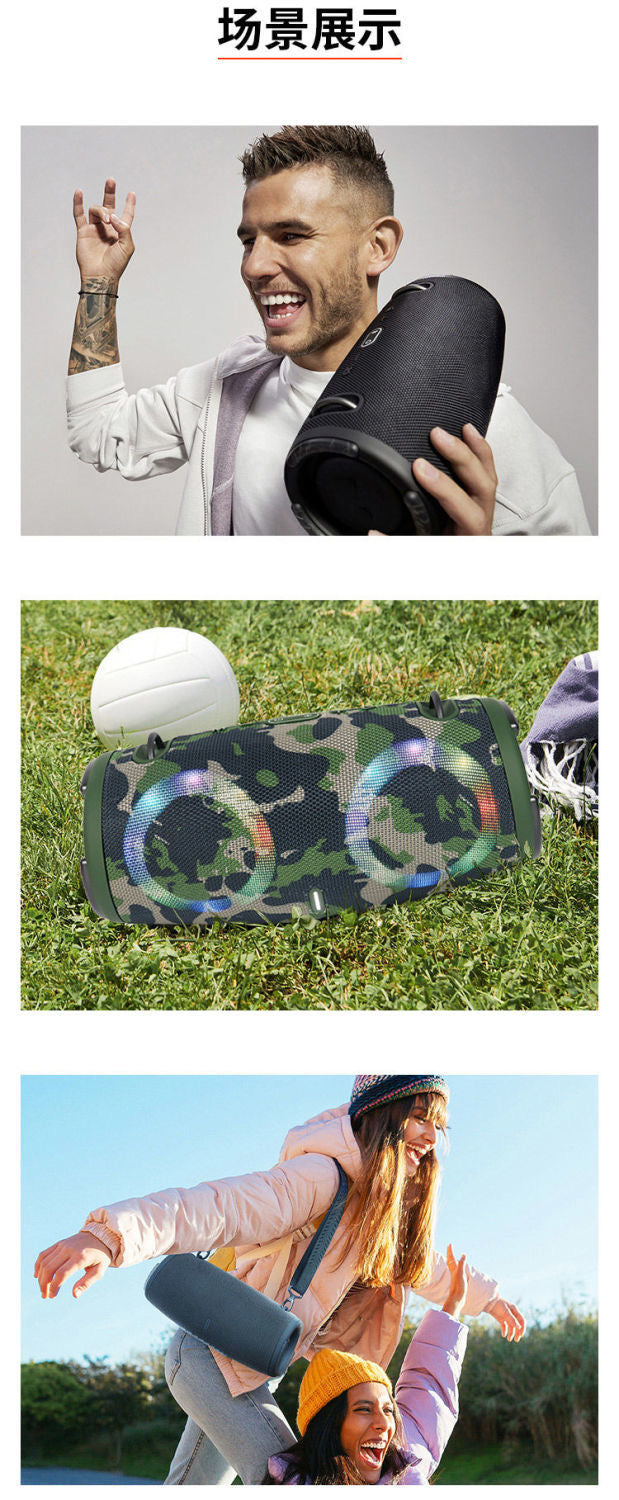 High power bluetooth speaker portable RGB colorful light waterproof wireless subwoofer 360 stereo surround TWS FM boombox