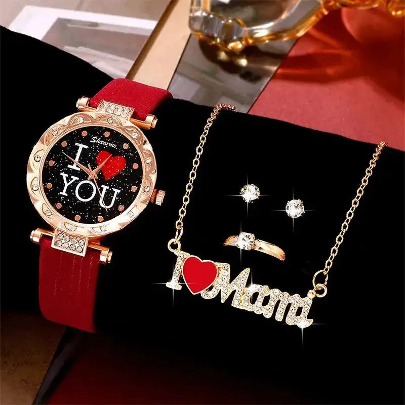 5pcs Set Women Watches Luxury Female Clock Quartz Wristwatch Love Dial Fashion Ladies Wrist Watch Reloj Mujer Relogio Feminino - Lootquake