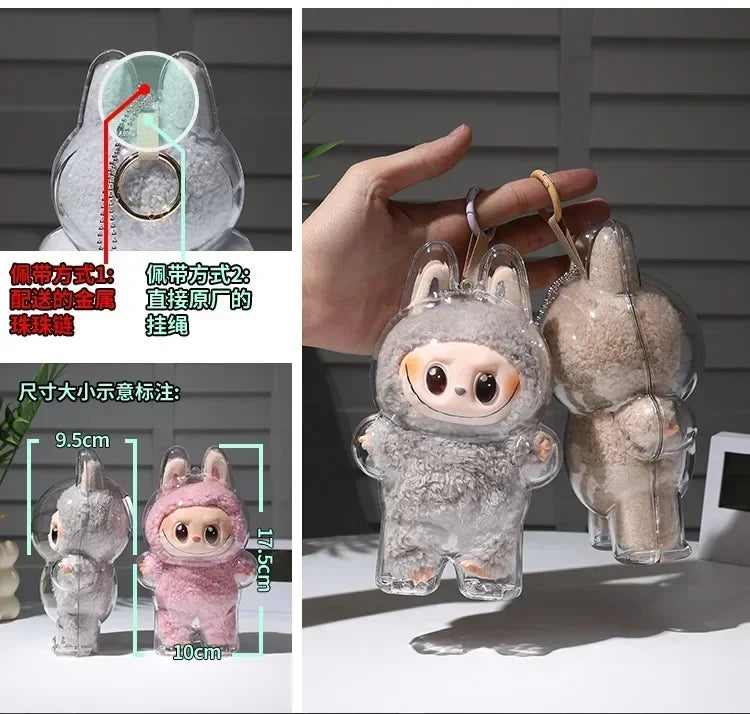 V1 V2 Labubu Protective Cover Labubu Protector Case Sitting Party Transparent Protective Shell Dust Cover Doll Transparent Cover - Lootquake