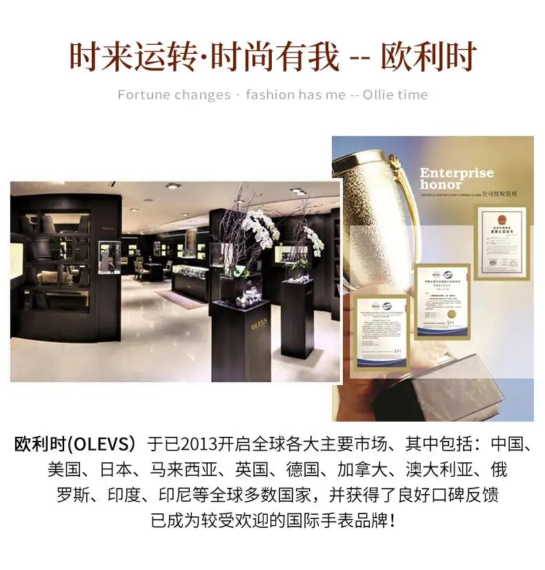 OLEVS Original Brand Elegant Women's Watches Waterproof Luminous Quartz Watch for Lady Necklace Bracelet Gift Box Set Calendar - Lootquake