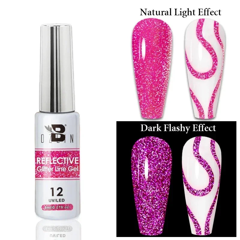 Esmalte de uñas en gel semipermanente, efecto espejo metálico, cromado, superbrillante, francés, UV LED, 5 ml, dorado y plateado.