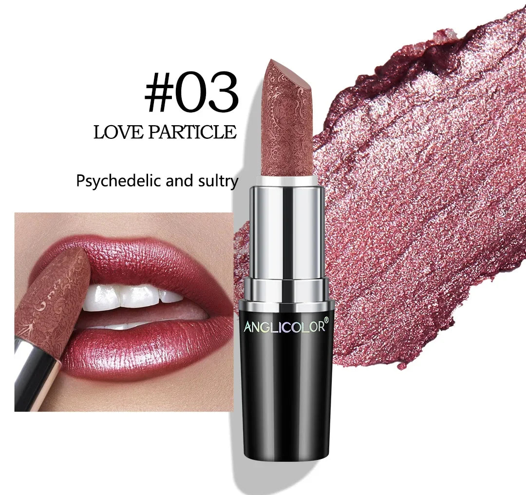 Fine Glitter Lipstick, Quicksand Gold Lipstick Non-sticky Non-fading Lipstick Pearlescent Long-lasting Silky Mermaid Lipstick