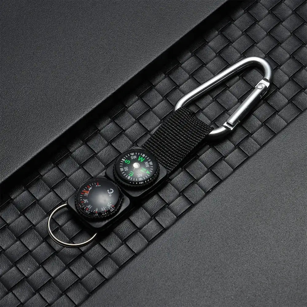 Mini Compass Thermometer Carabiner Compass Thermometer Carabiner 3 in 1 Outdoor Hiking Key Buckle Double Sided Metal Compasses - Lootquake