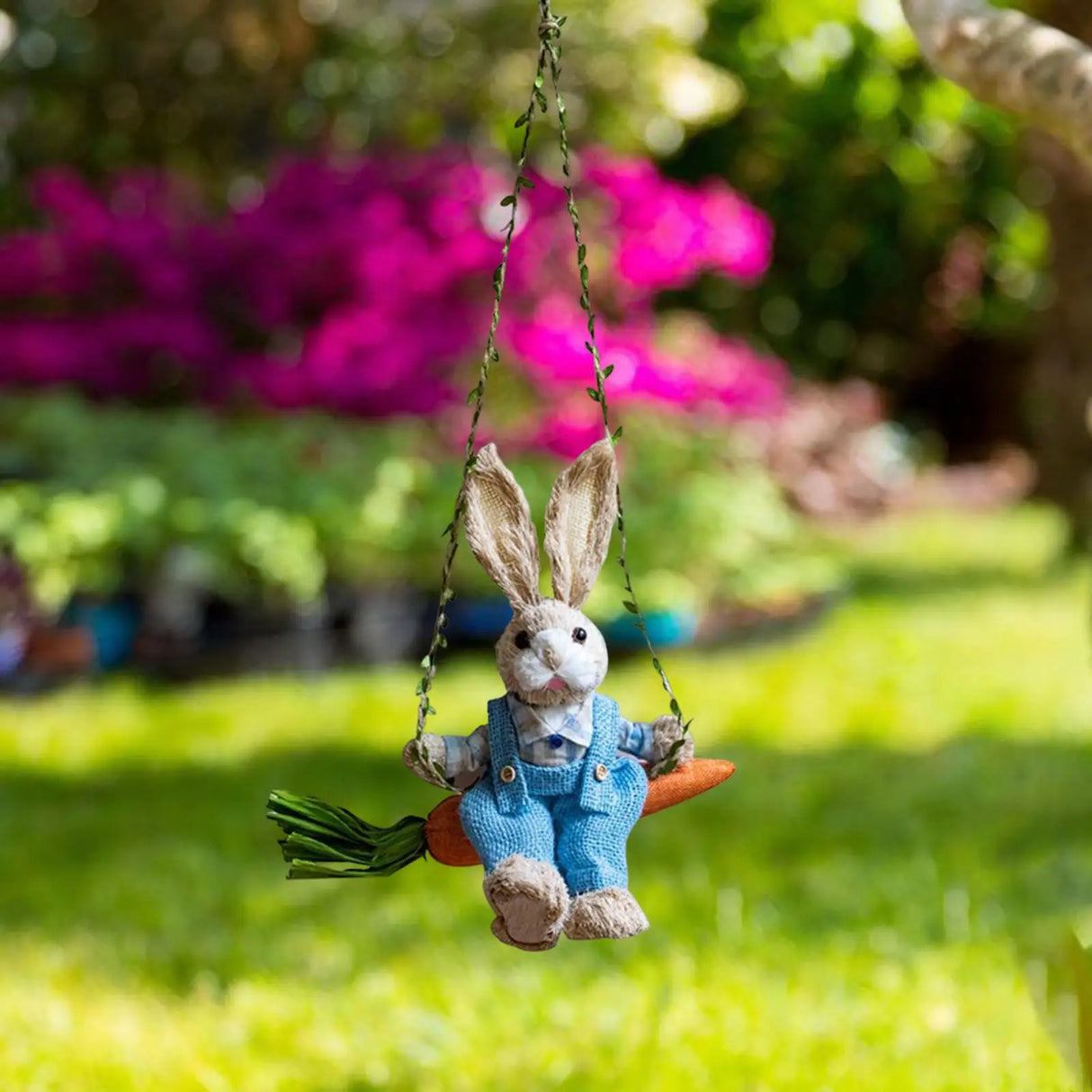 Easter Bunny Pendant Swing Rabbit Hanging Ornament for Dining Room Holiday Collections Display Home Decor Wedding Party Art Gift - Lootquake