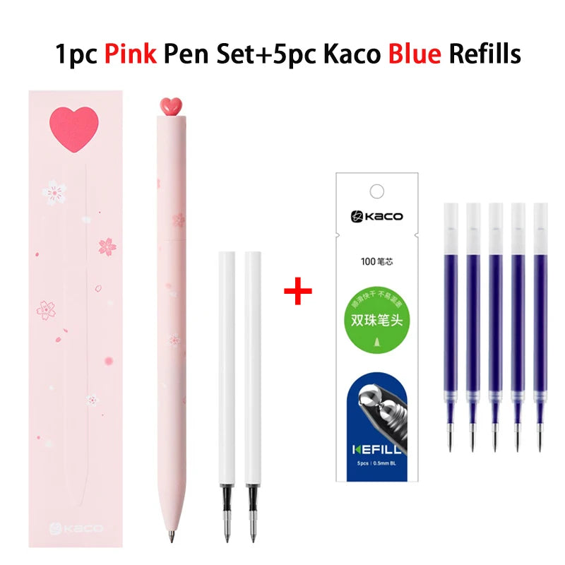 Juegos de bolígrafos de gel KACO, útiles escolares y de oficina para niños, de 0,5 mm de alta capacidad, con forma de corazón o signo del zodiaco, artículos de escritura, regalos de amor, artículos bonitos.