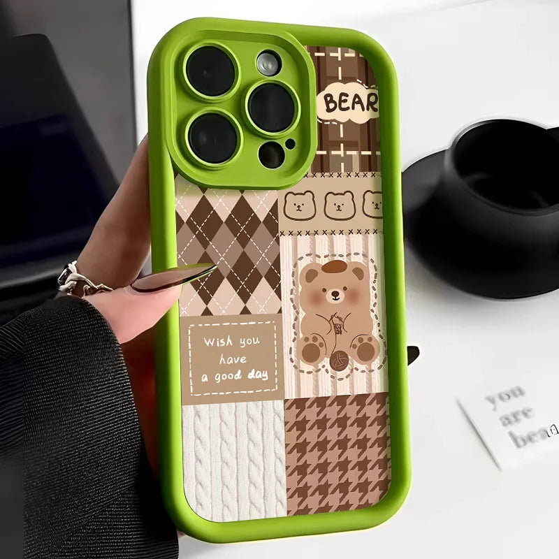 Funda de silicona para teléfono con diseño retro de oso