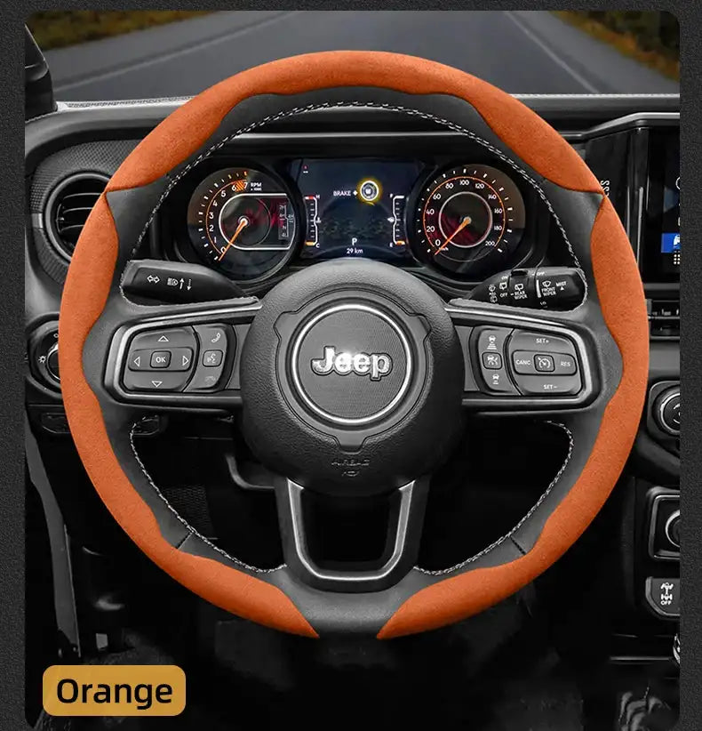 For Jeep Suede Snap-on Steering Wheel Cover Fit Renegade Compass Wrangler Jk Jl Grand Cherokee Wk2 Accessories Wj Portachiavi - Lootquake
