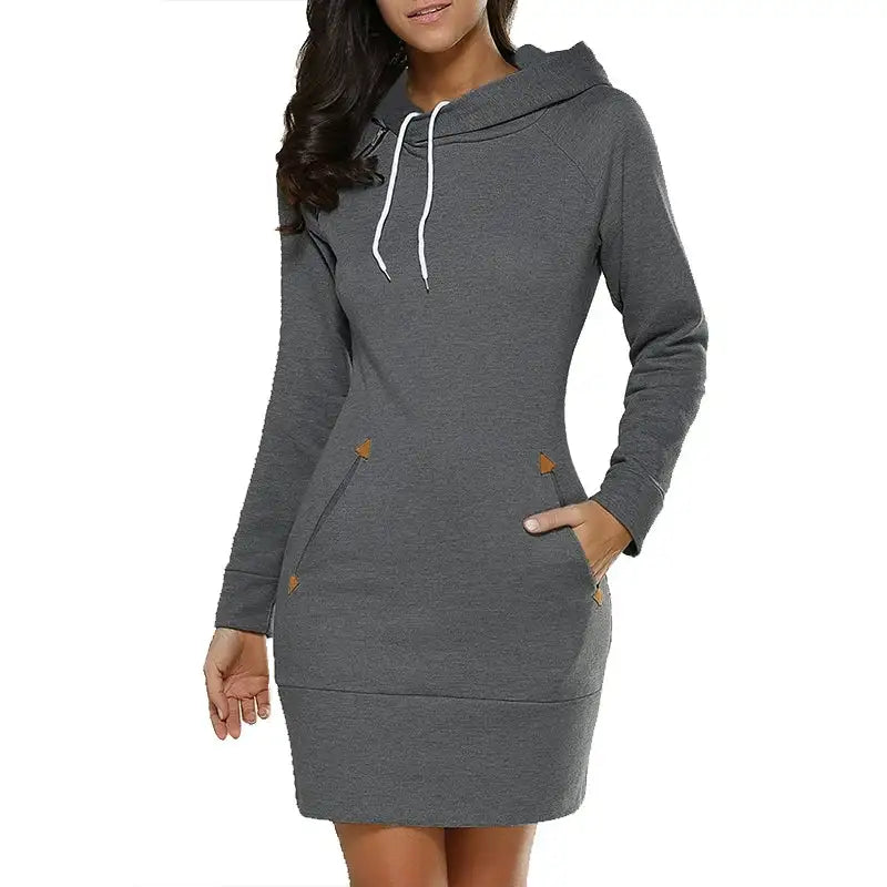 Women Winter Warm Hooded Pullover Sweatshirt Long Dress Sweatshirt Hoodies Women - Lootquake