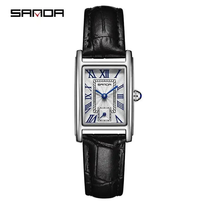 SANDA 1116 New Fashion 2024 Elegant Design Rectangle Dial Water Resistant Quartz Movement Business Women Analog Wrist Watch - Lootquake