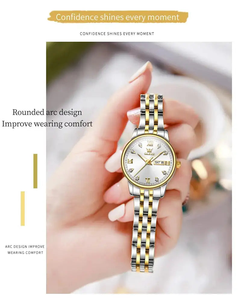 OLEVS Luxury Brand Quartz Watch for Women Stainless Steel Waterproof Ladies Wristwatch Fashion Diamond Dial Women's Watch New In - Lootquake