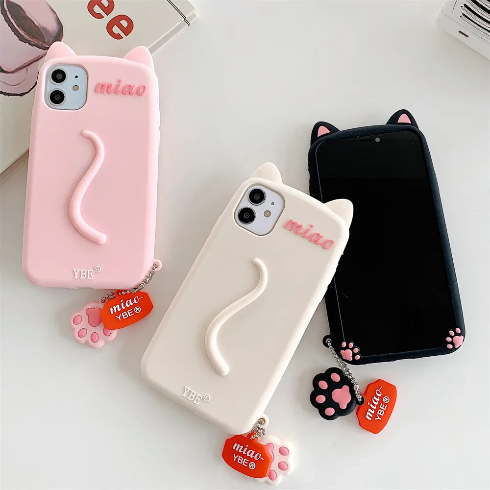 Kawaii 3D Cartoon Cat Ears Phone Case