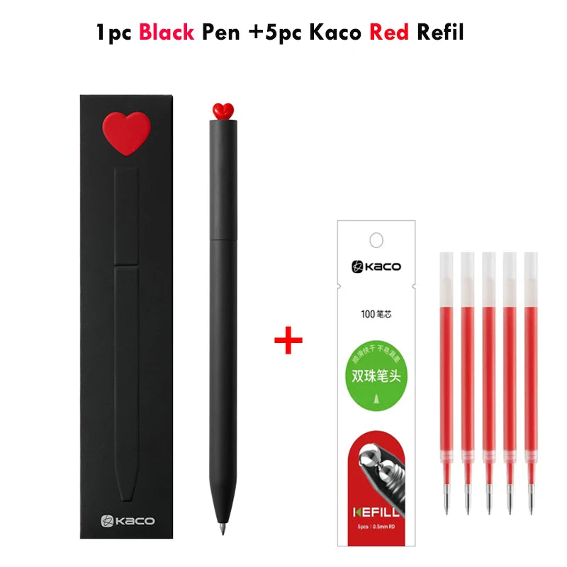 Juegos de bolígrafos de gel KACO, útiles escolares y de oficina para niños, de 0,5 mm de alta capacidad, con forma de corazón o signo del zodiaco, artículos de escritura, regalos de amor, artículos bonitos.